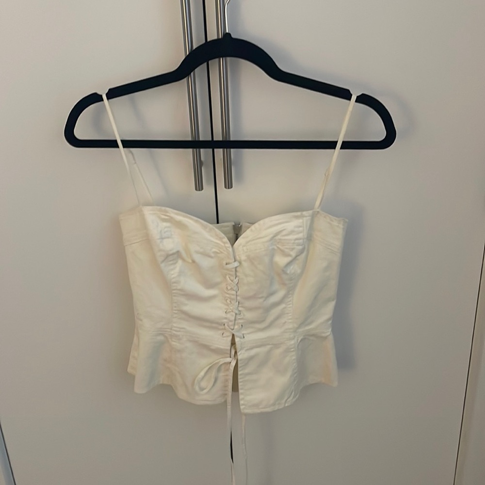 Aritzia Cream Denim Corset Top